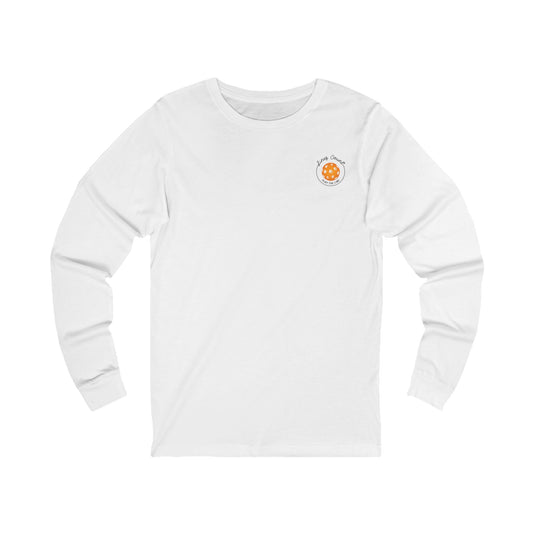 Get to the Courts with our Unisex Jersey Long Sleeve Tee - Orange Logo