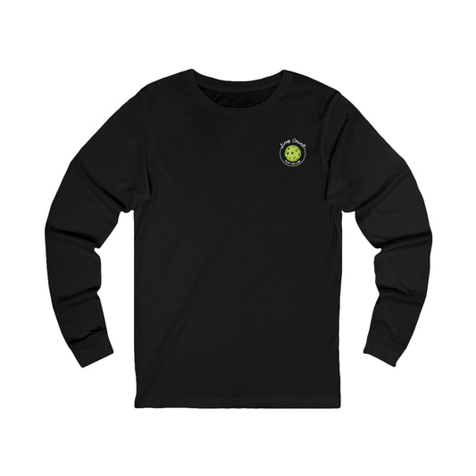 Get to the Courts with our Unisex Jersey Long Sleeve Tee- Green Logo