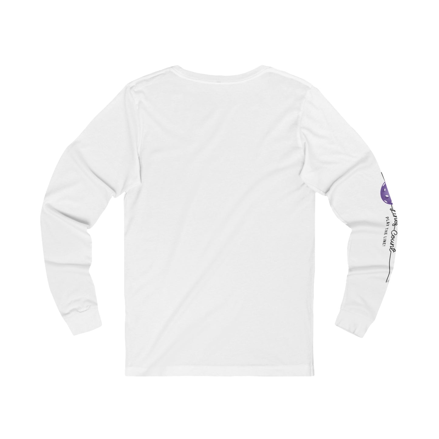 White Long Sleeve Purple Logo Tee