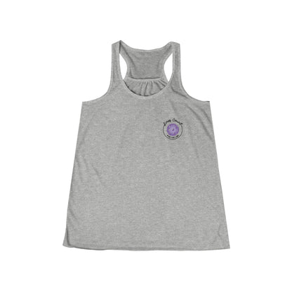 Women's Flowy Racerback Tank - Purple Logo