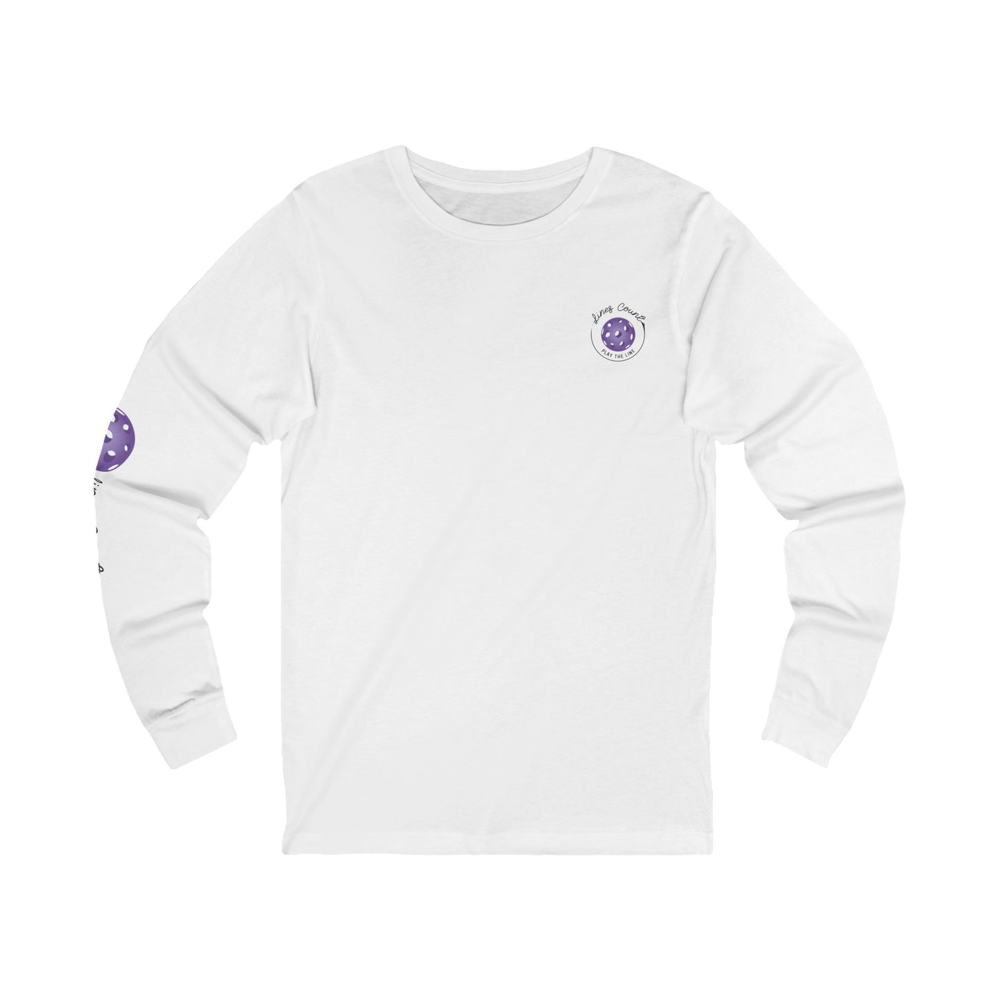 White Long Sleeve Purple Logo Tee