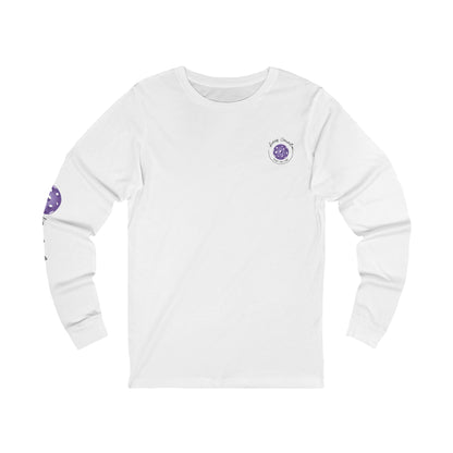 White Long Sleeve Purple Logo Tee